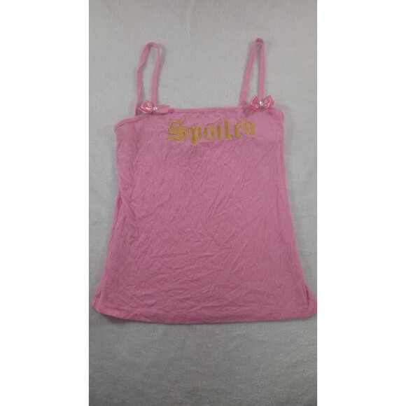 Plastic Money Tops - Plastic Money Spoiled Tank Top Pink Bows Gems Rare Y2K Coquette Cami Sz Small